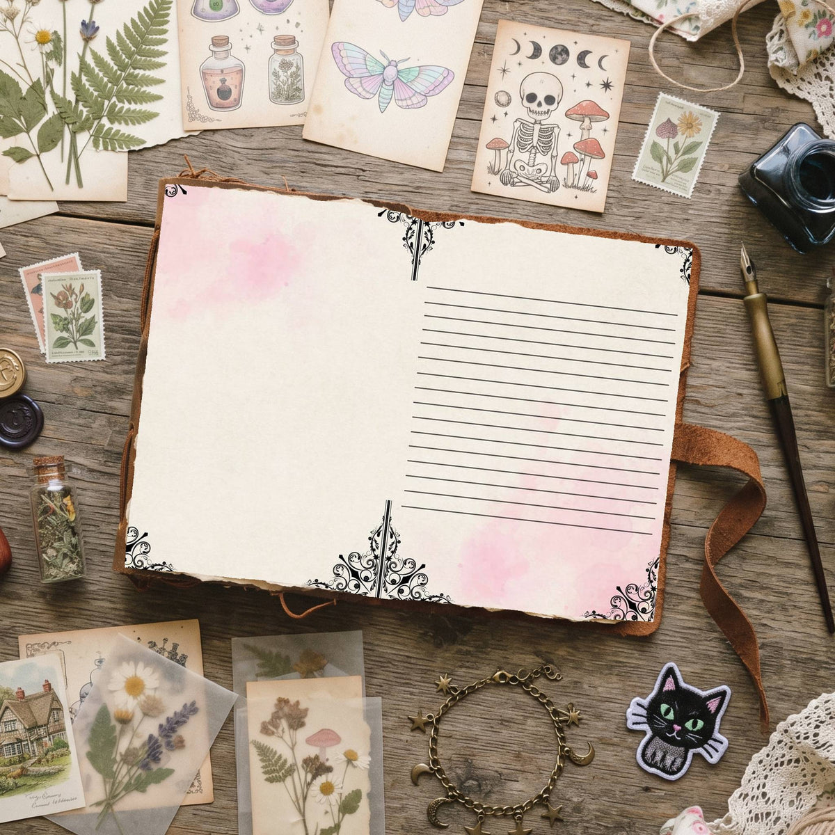 Mixed Color Distressed Blank And Lined Digital Papers