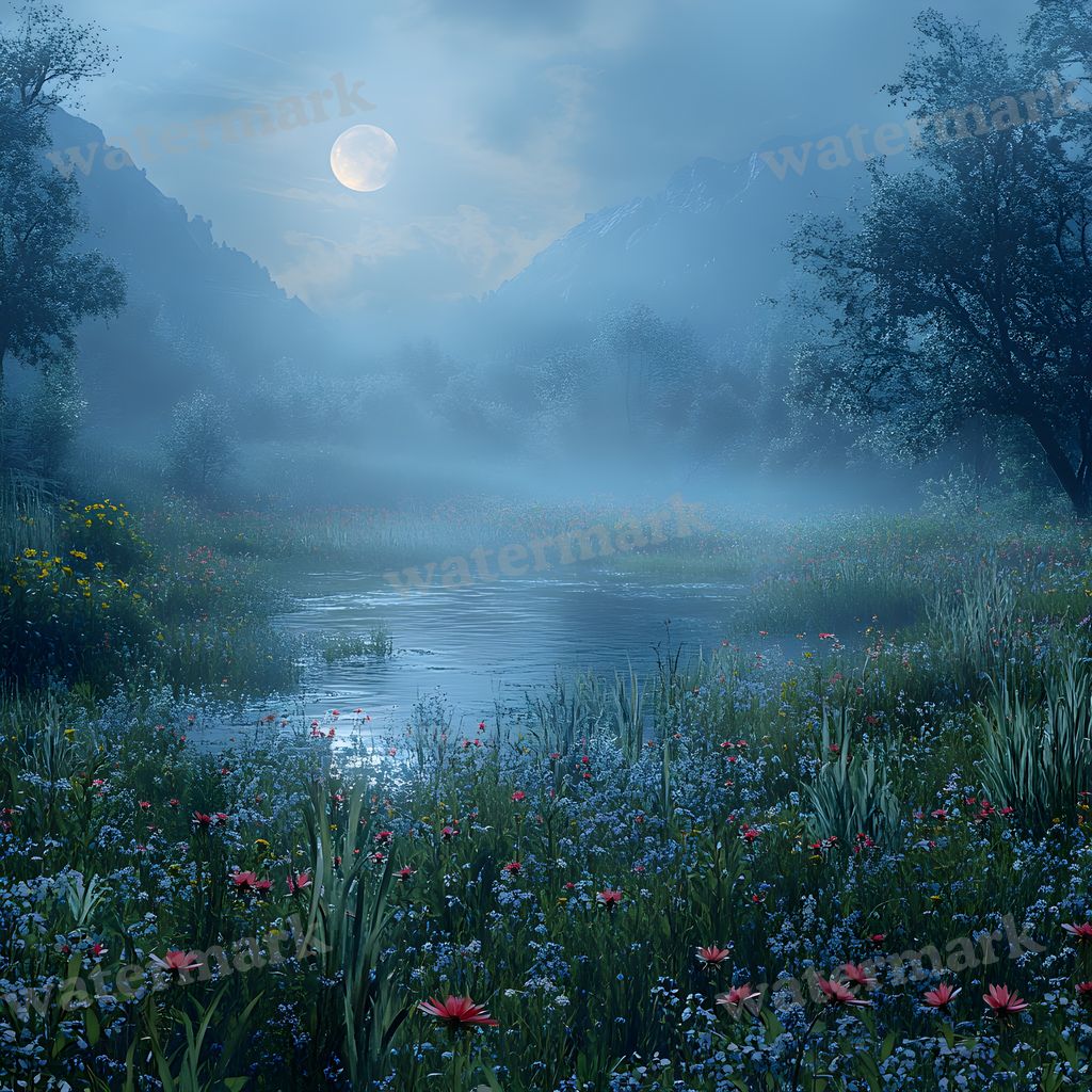 Moonlit Field Backdrop Images