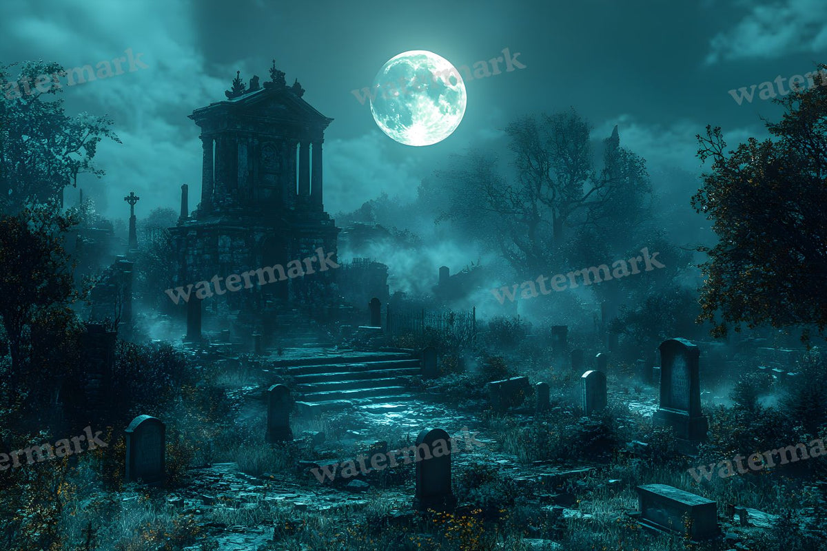 Moonlit Graveyard Backdrop Images