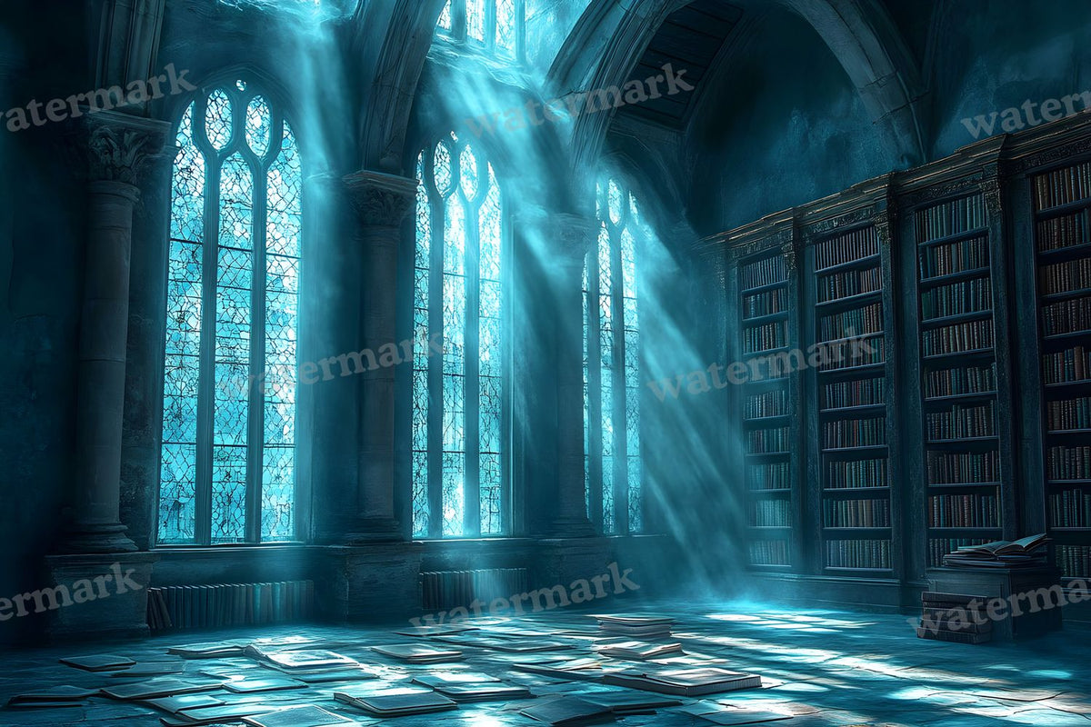 Moonlit Library Backdrop Images