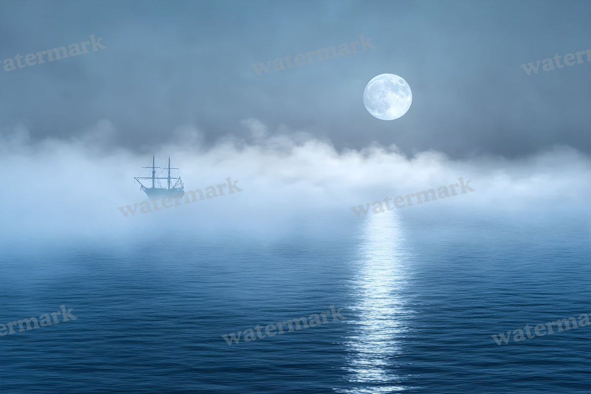 Moonlit Ocean Whale digital photo backdrop for photo editing, preview 7