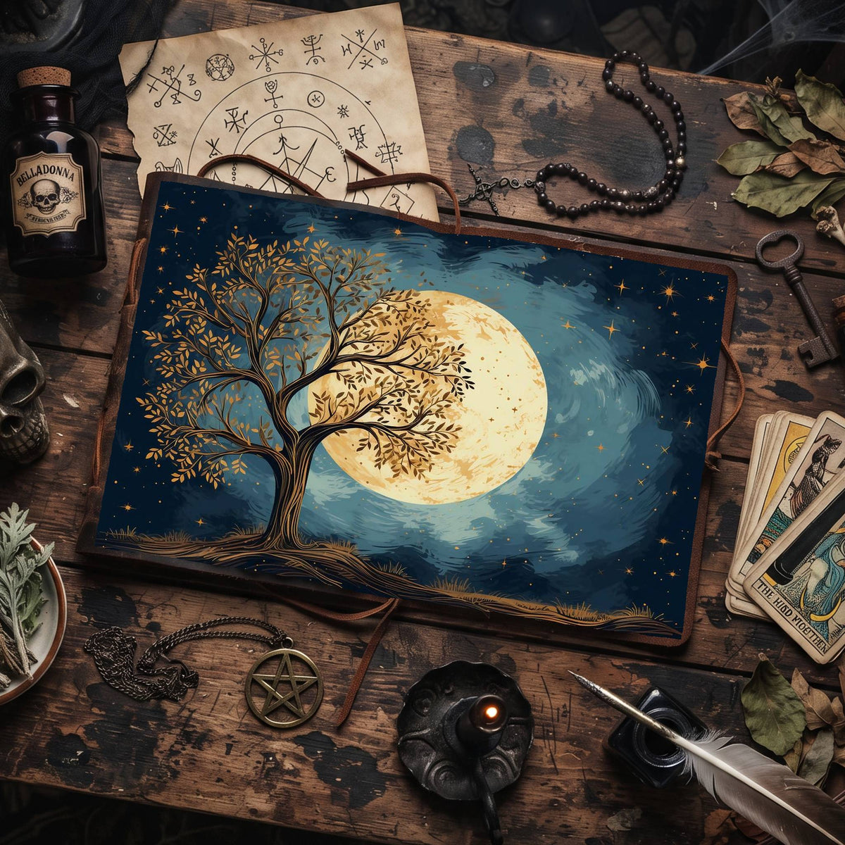 Moonlit Tree Digital Papers