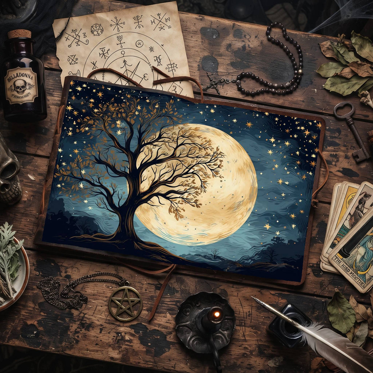 Moonlit Tree Digital Papers