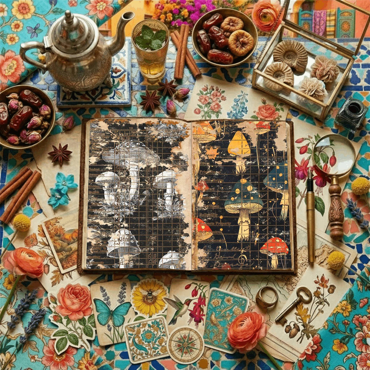 Mushroom printable junk journal paper, page preview 8