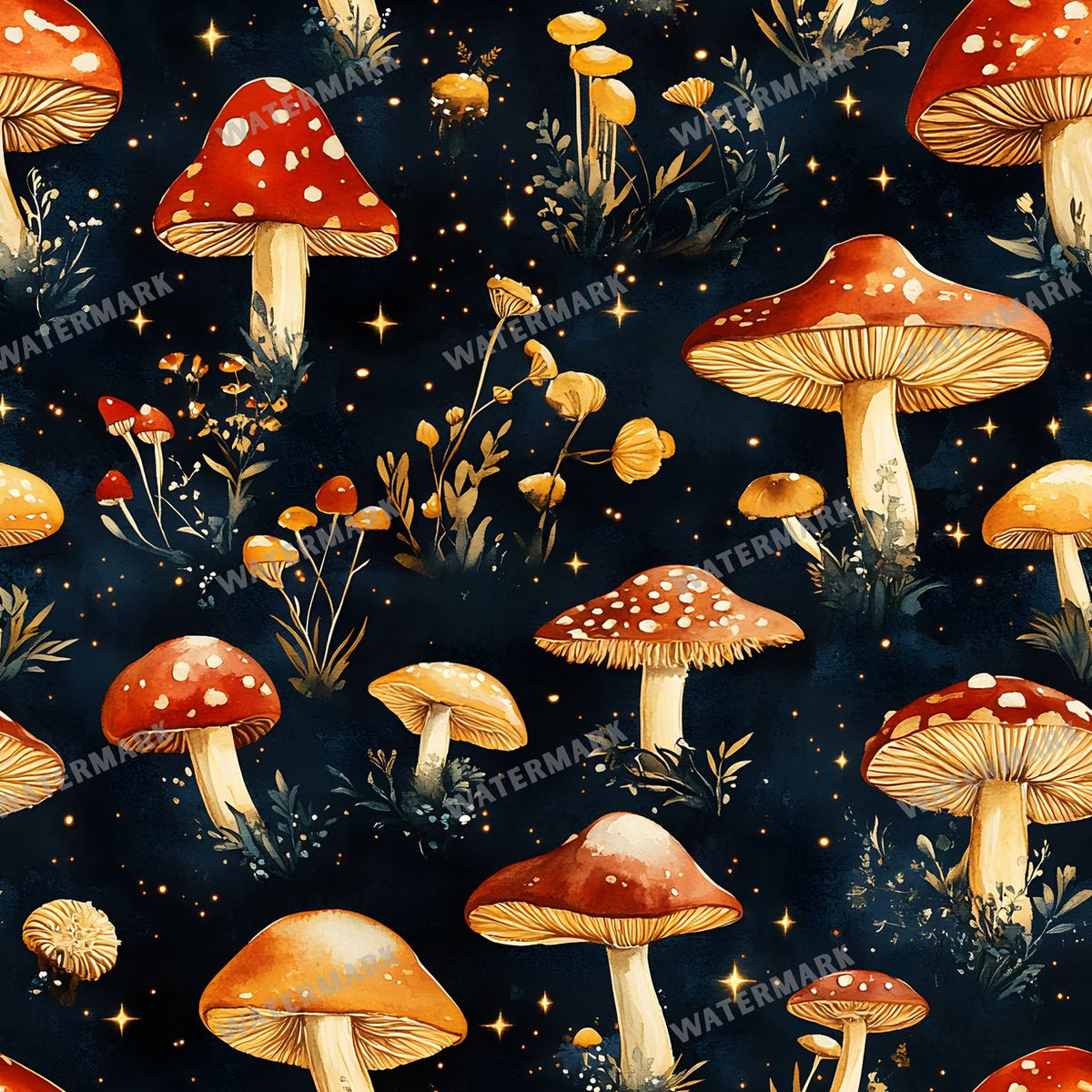 Mushrooms Seamless Pattern