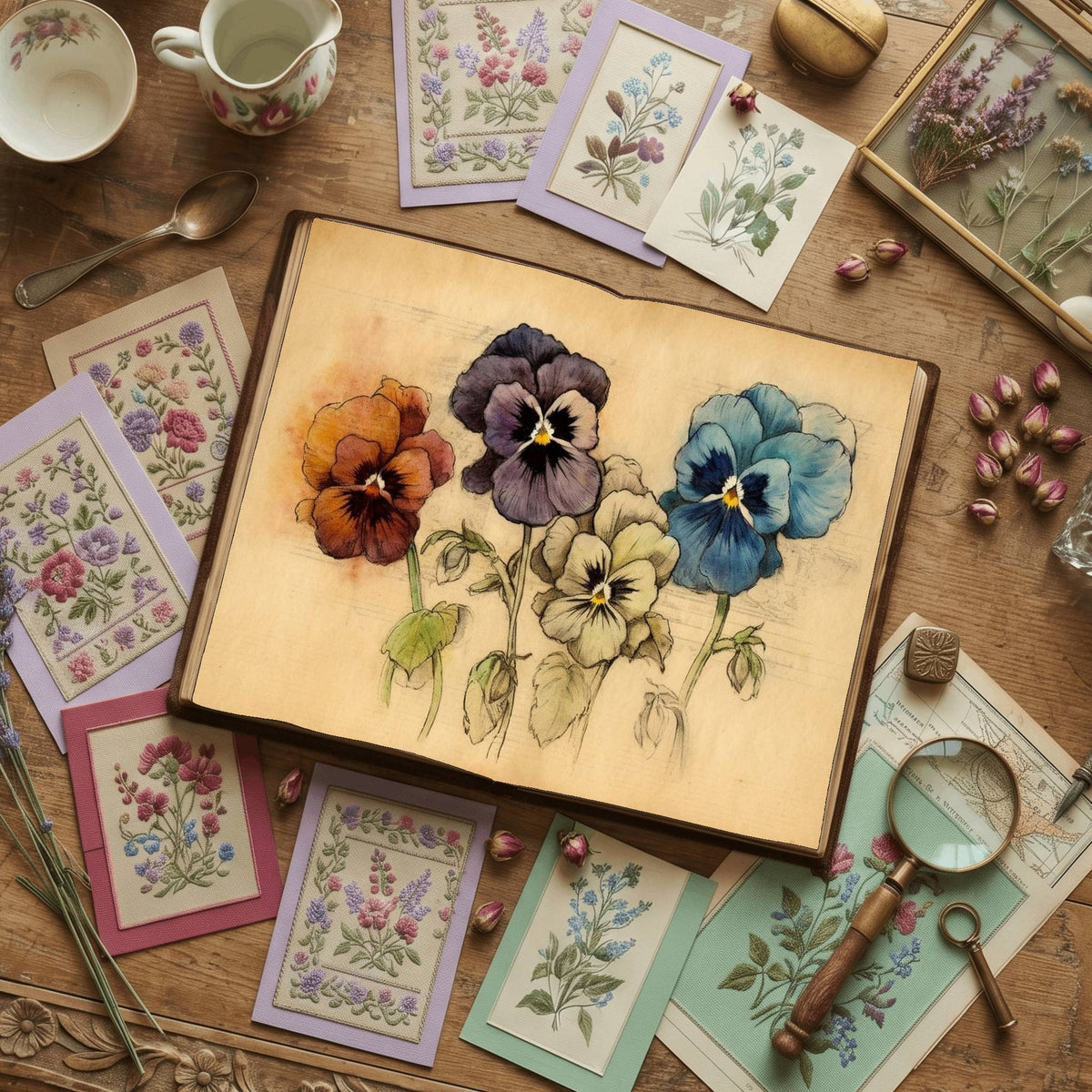 Pansy Flower Watercolour Digital Papers