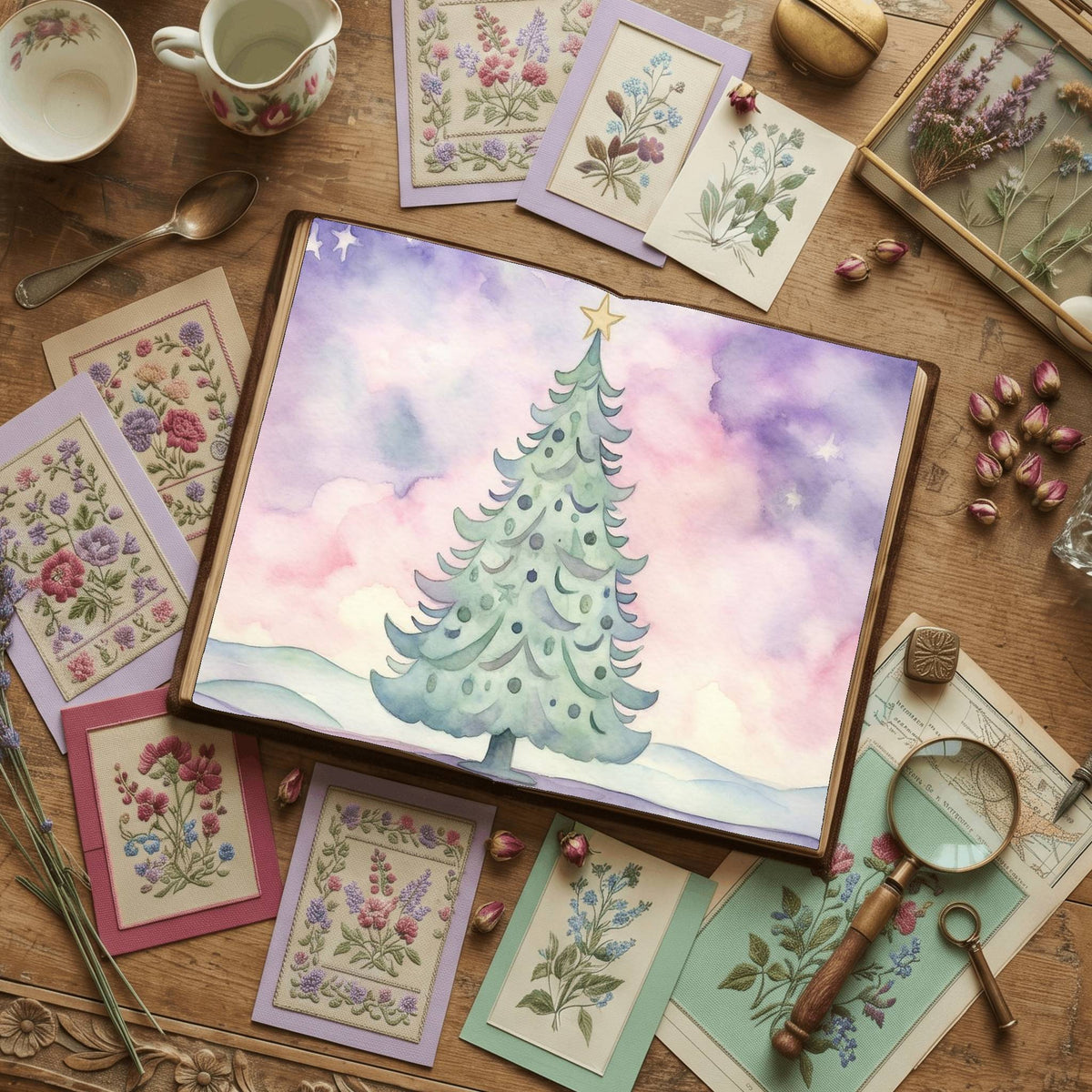Pastel Chirstmas Tree Digital Papers