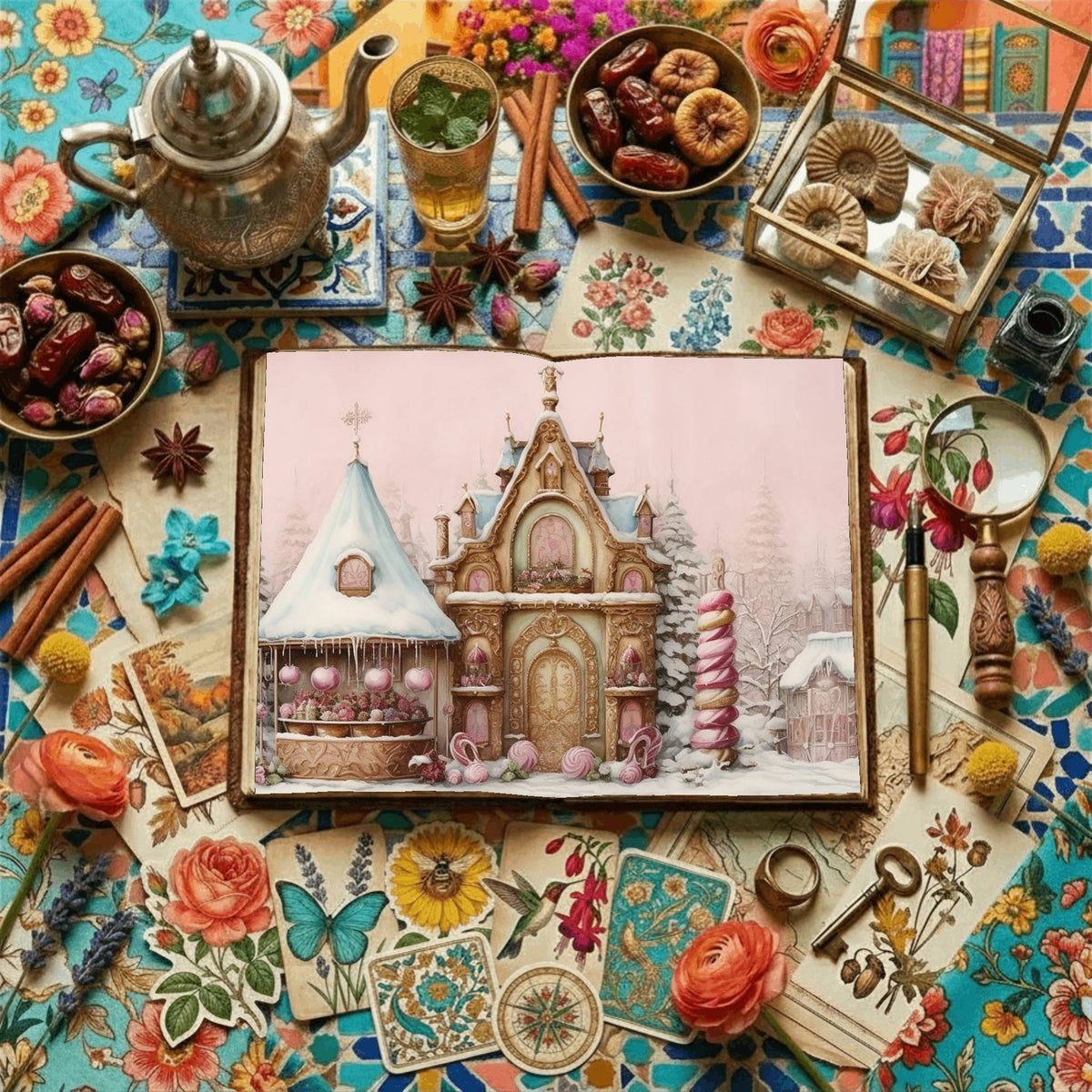 Pastel Christmas printable junk journal paper, page preview 8