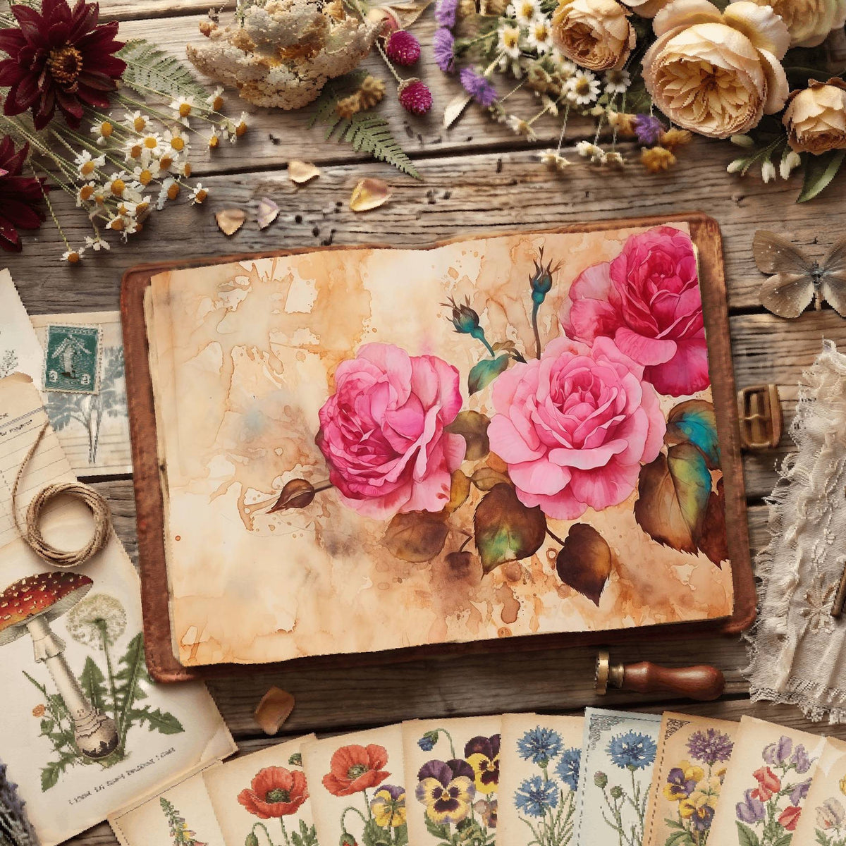 Pink Rose printable junk journal paper, page preview 8