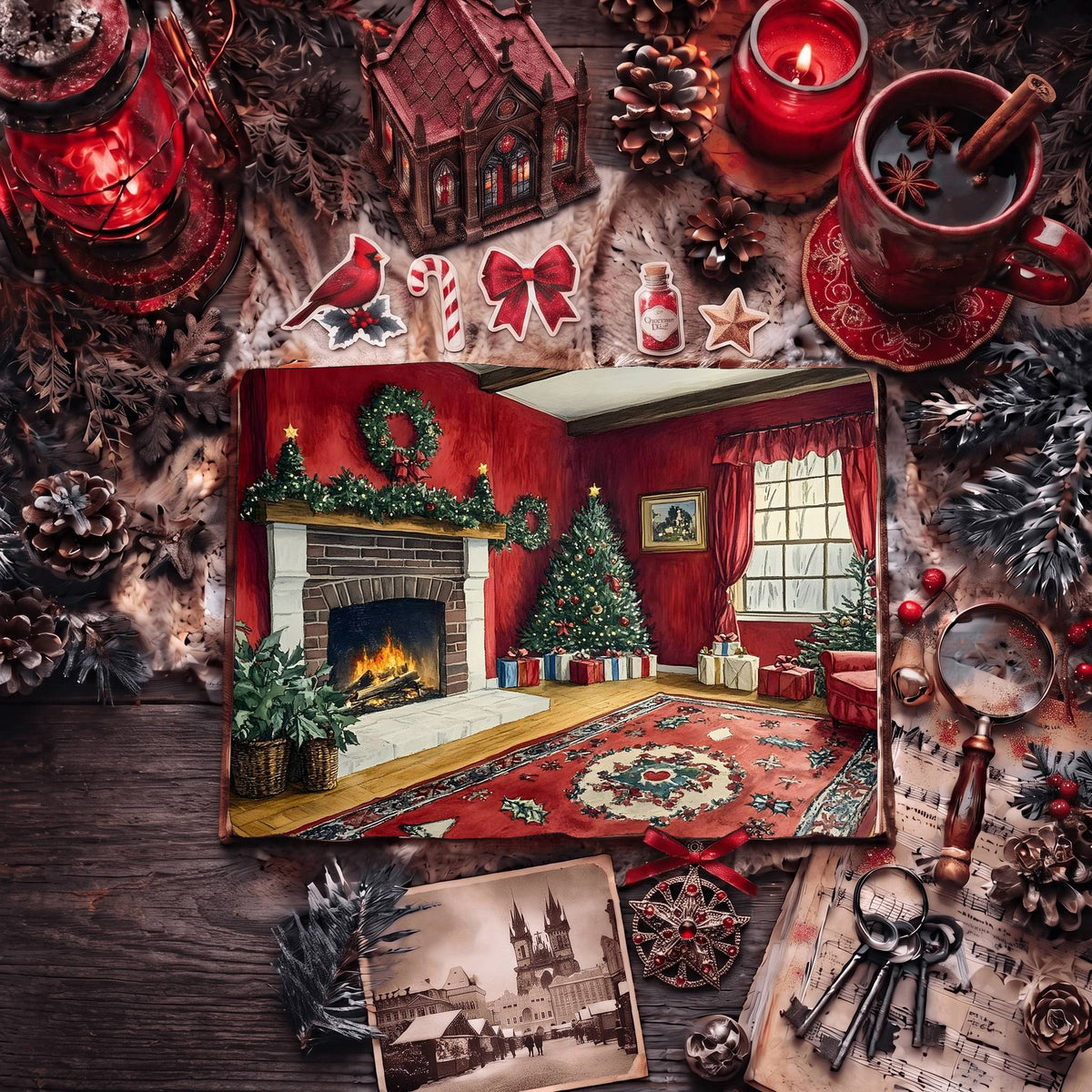 Red Christmas Digital Papers