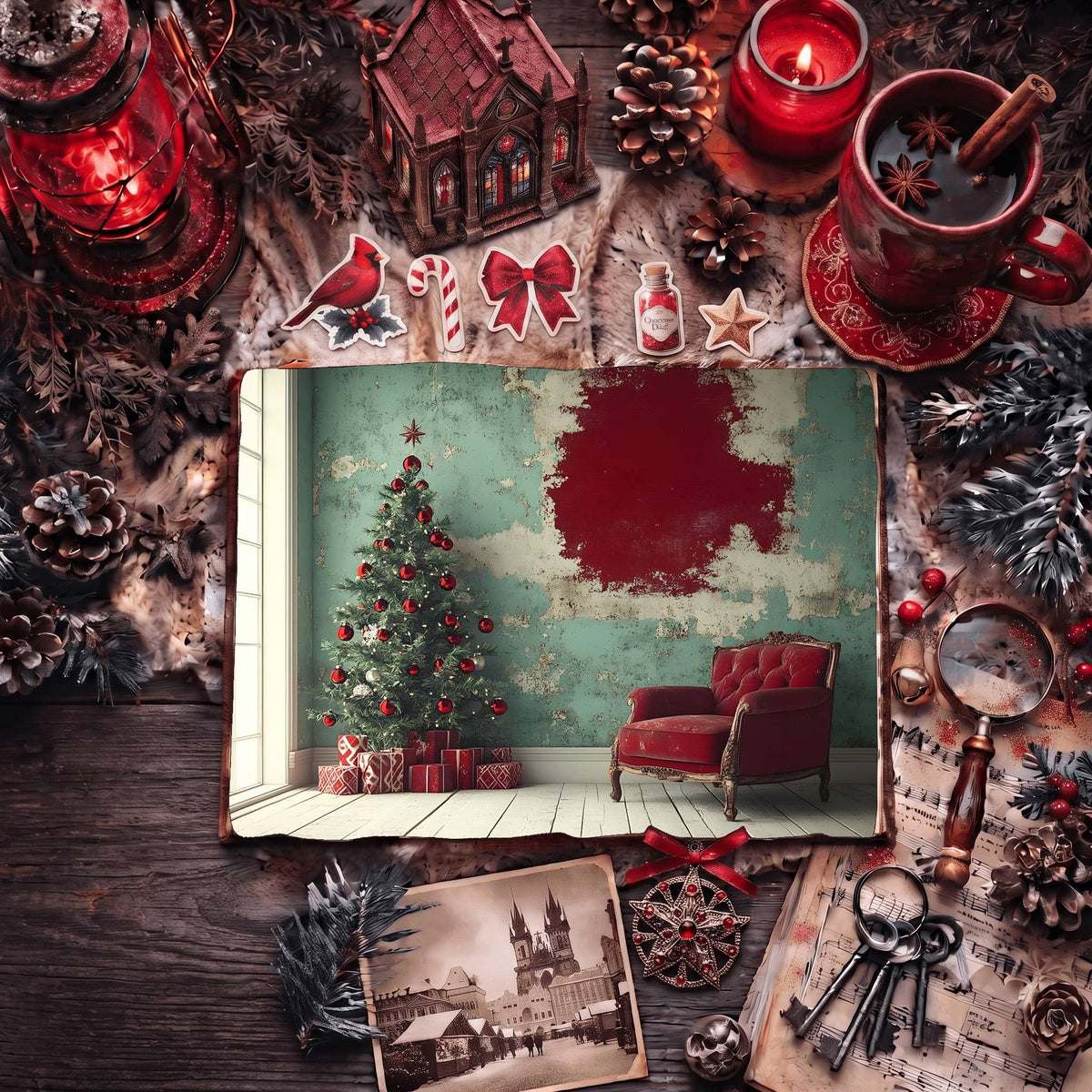 Red Christmas Digital Papers
