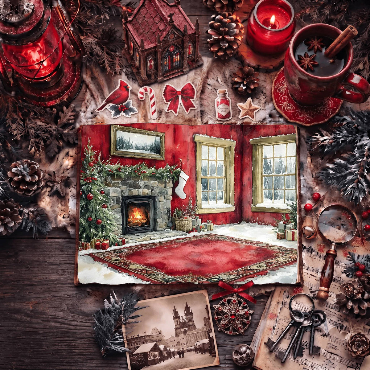 Red Christmas Digital Papers