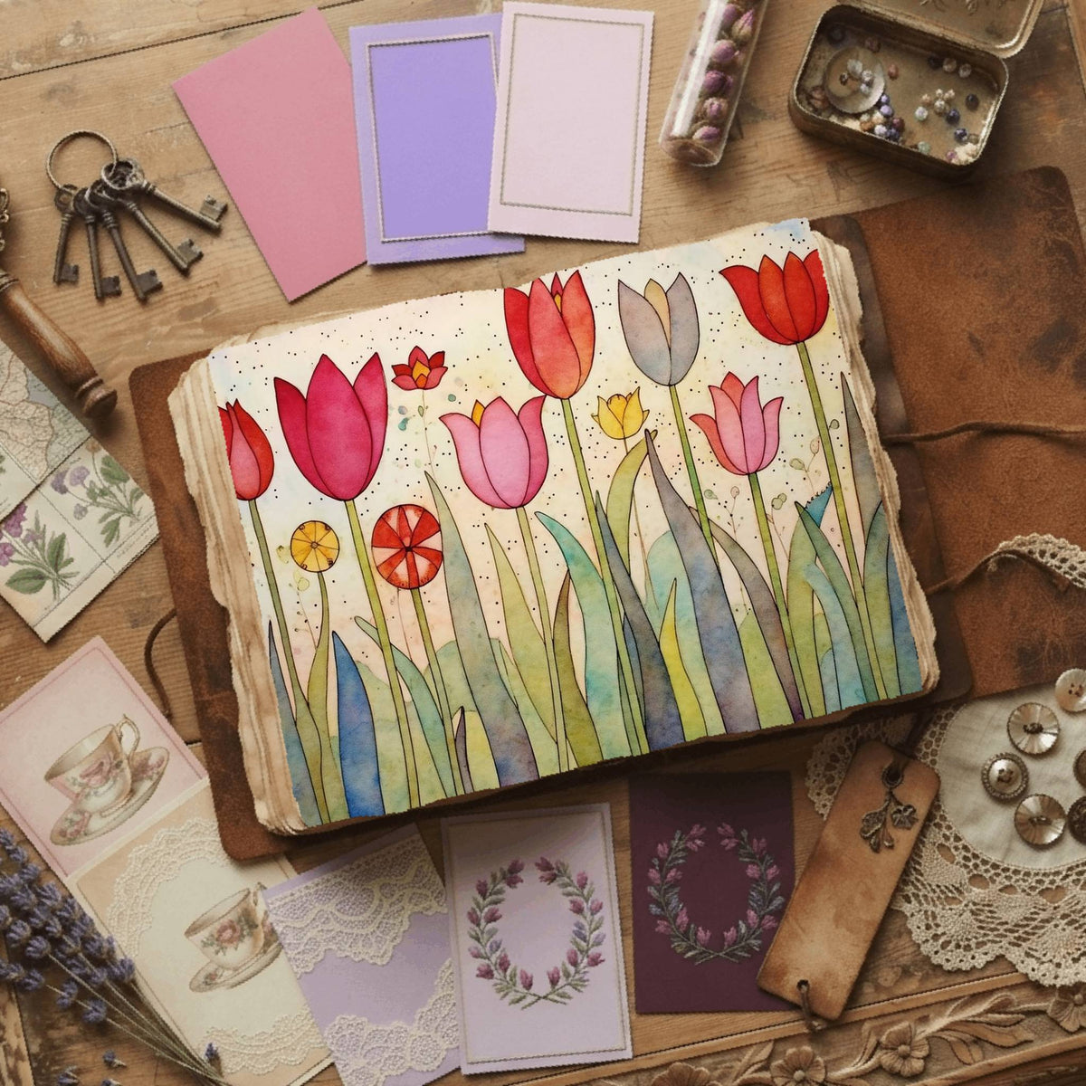 Red Tulips Digital Papers
