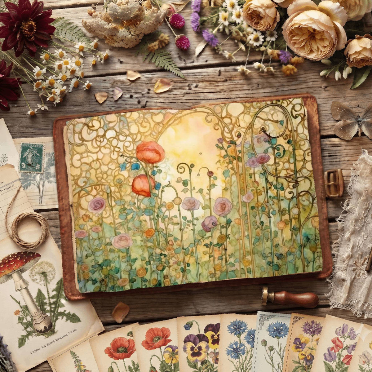 Rose Garden printable junk journal paper, page preview 8