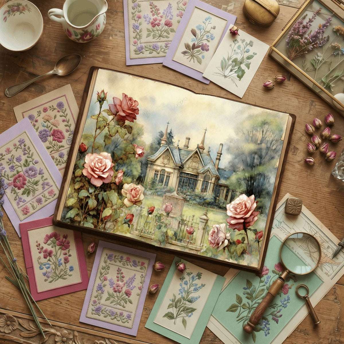 Rose Garden printable junk journal paper, page preview 8