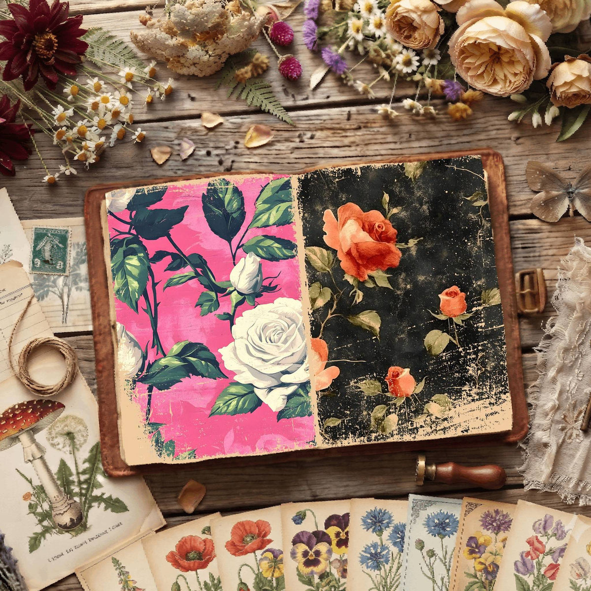 Rose printable junk journal paper, page preview 8