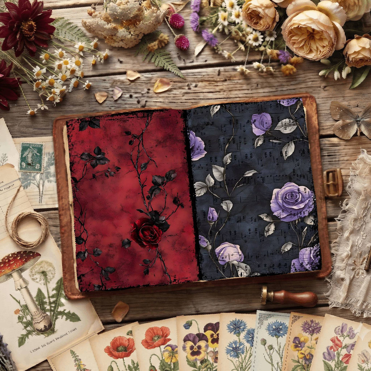 Rose printable junk journal paper, page preview 8