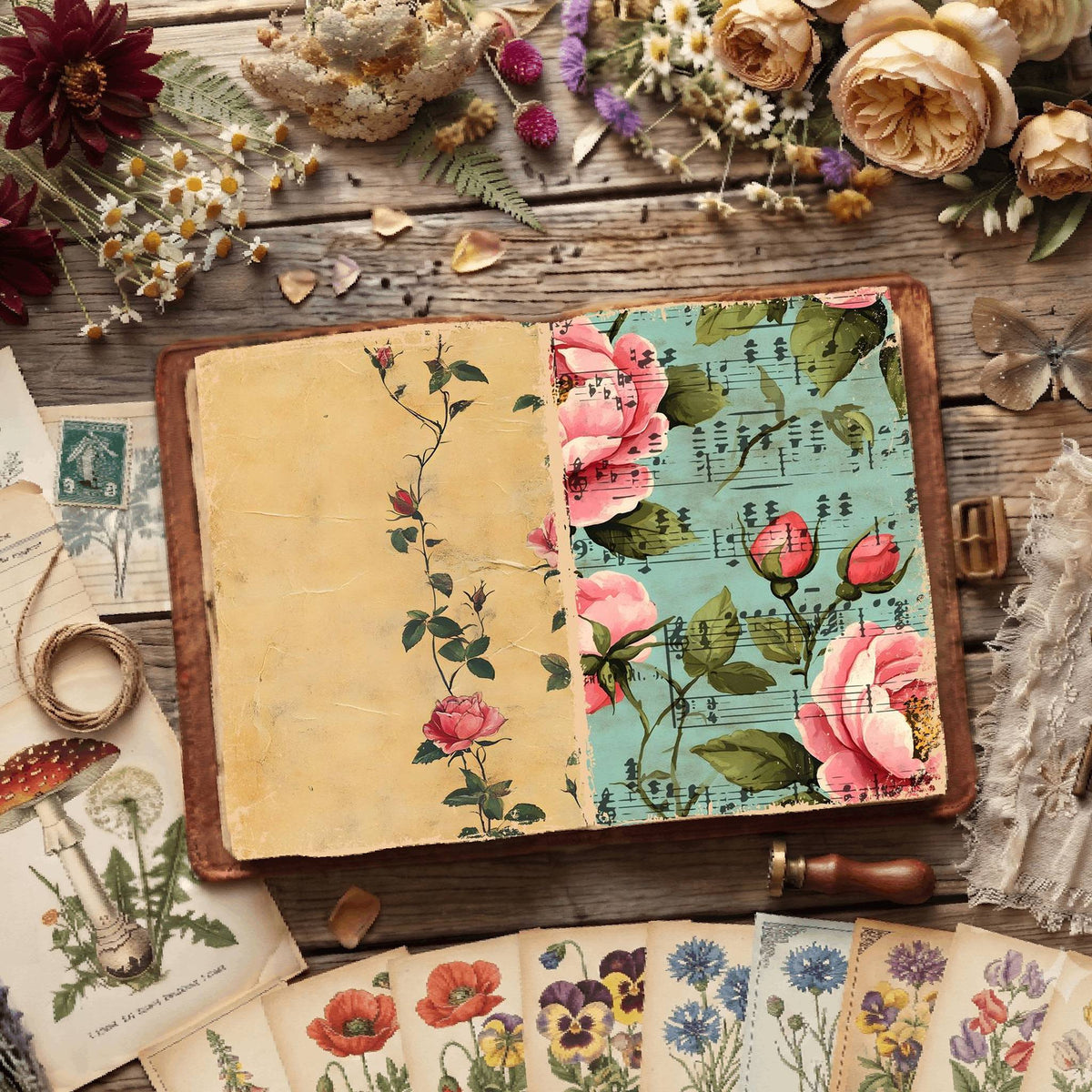 Rose printable junk journal paper, page preview 8