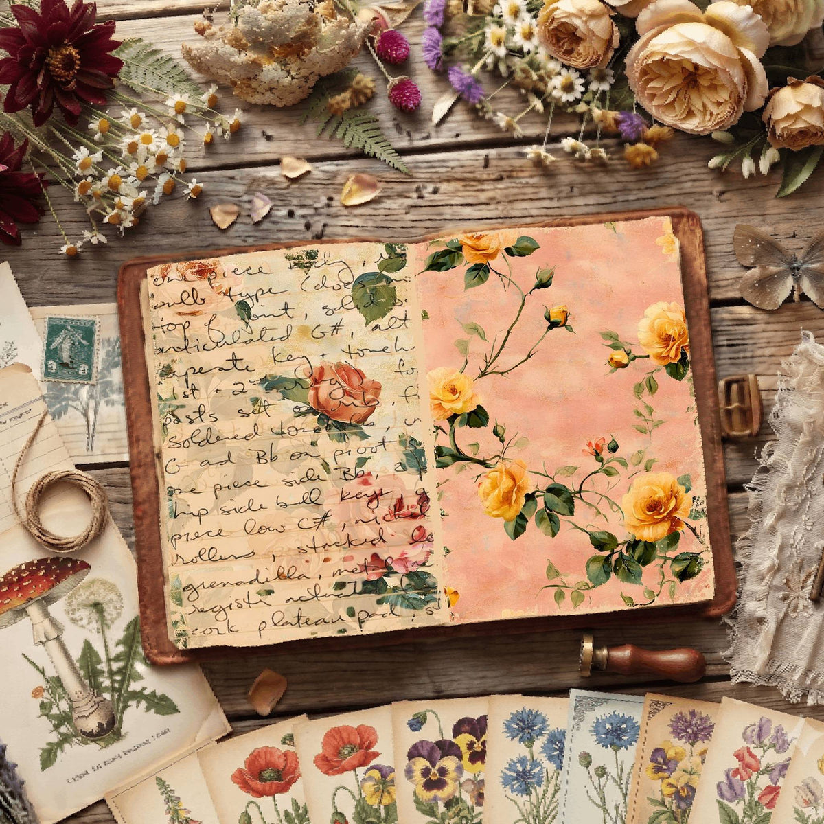 Rose printable junk journal paper, page preview 8
