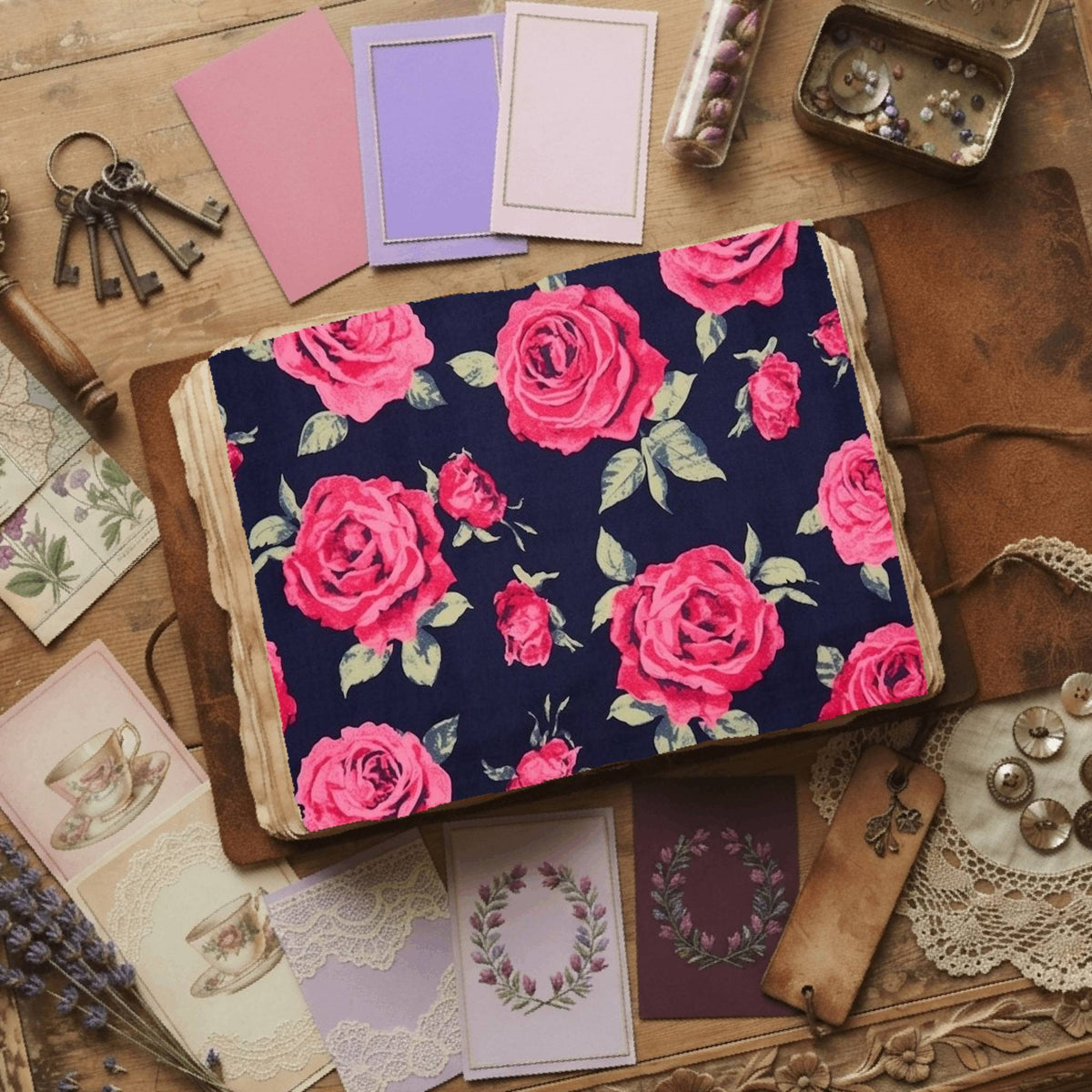 Rose printable junk journal paper, page preview 8