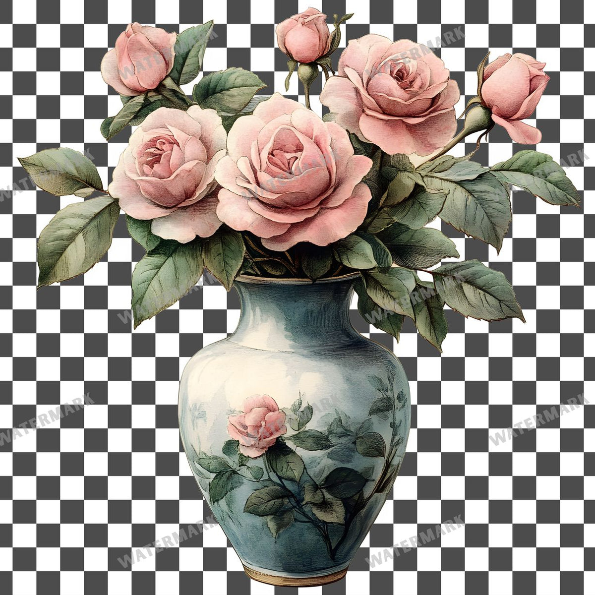 Roses Vintage Style clipart PNG on a transparent background, design 8