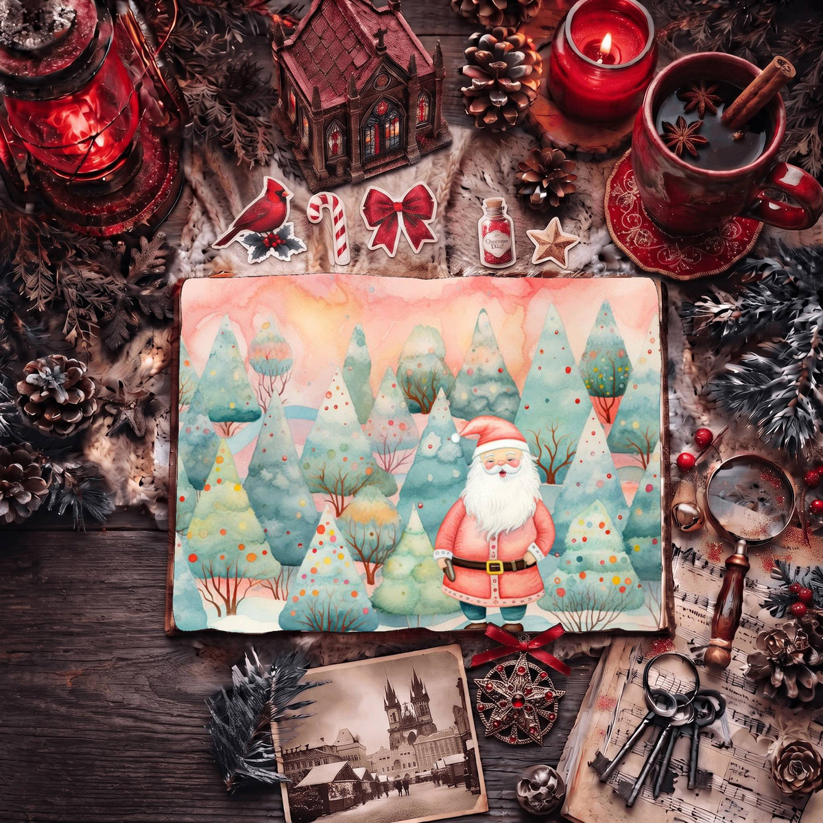 Santa Pastel Christmas printable junk journal paper, page preview 8