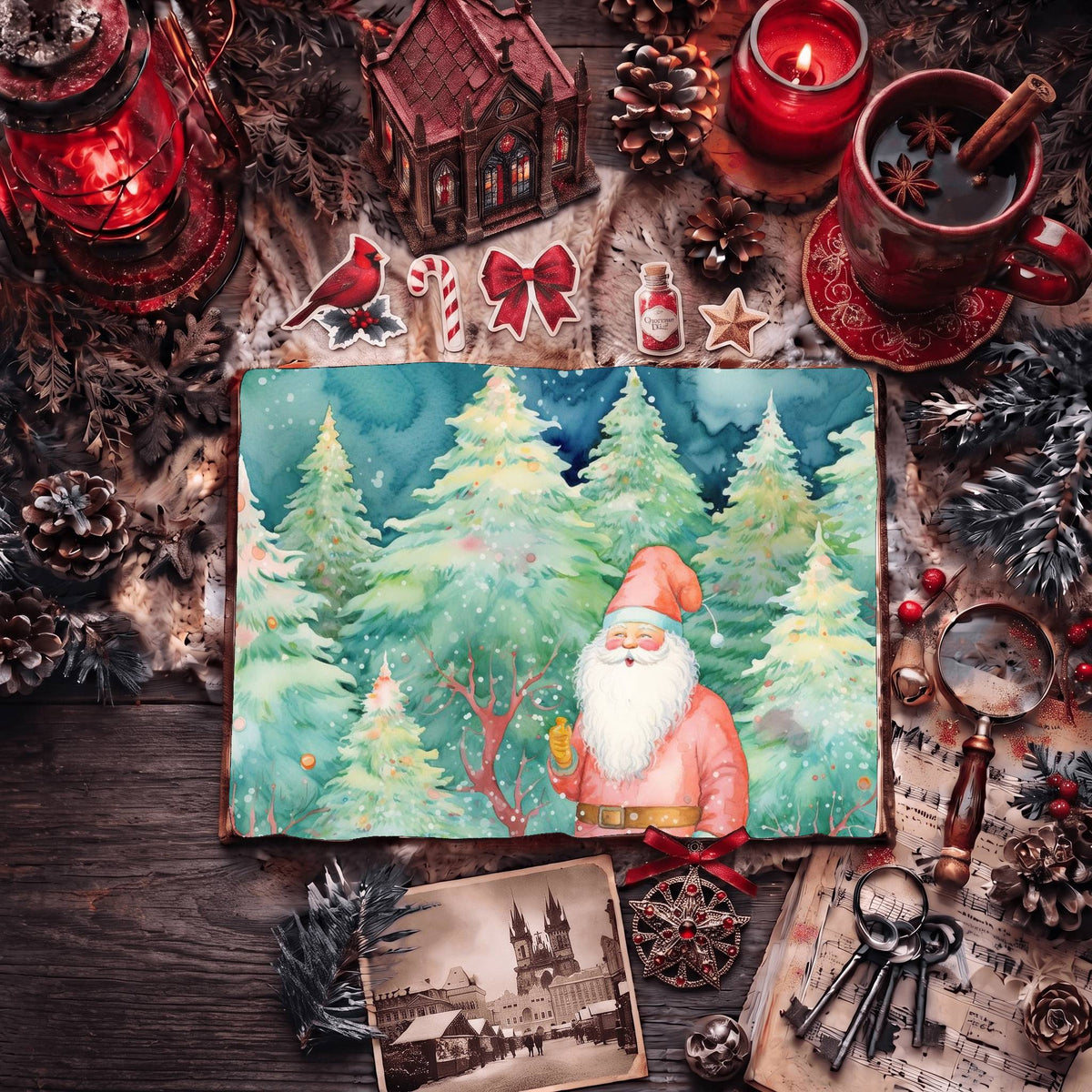 Santa Pastel Christmas printable junk journal paper, page preview 8