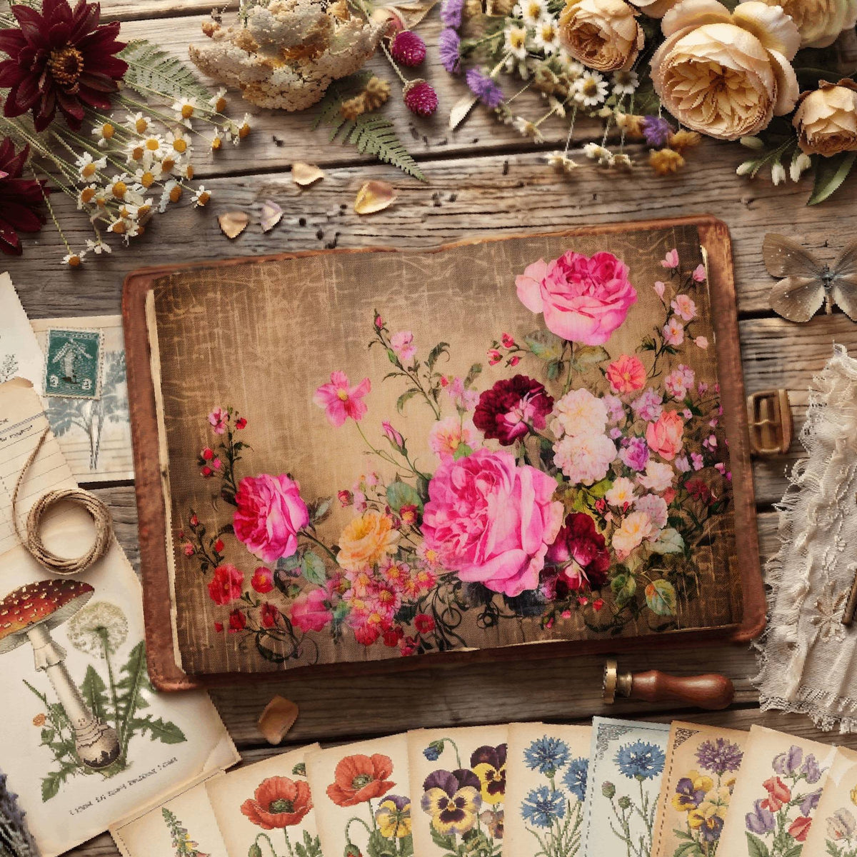 Summer Roses printable junk journal paper, page preview 8