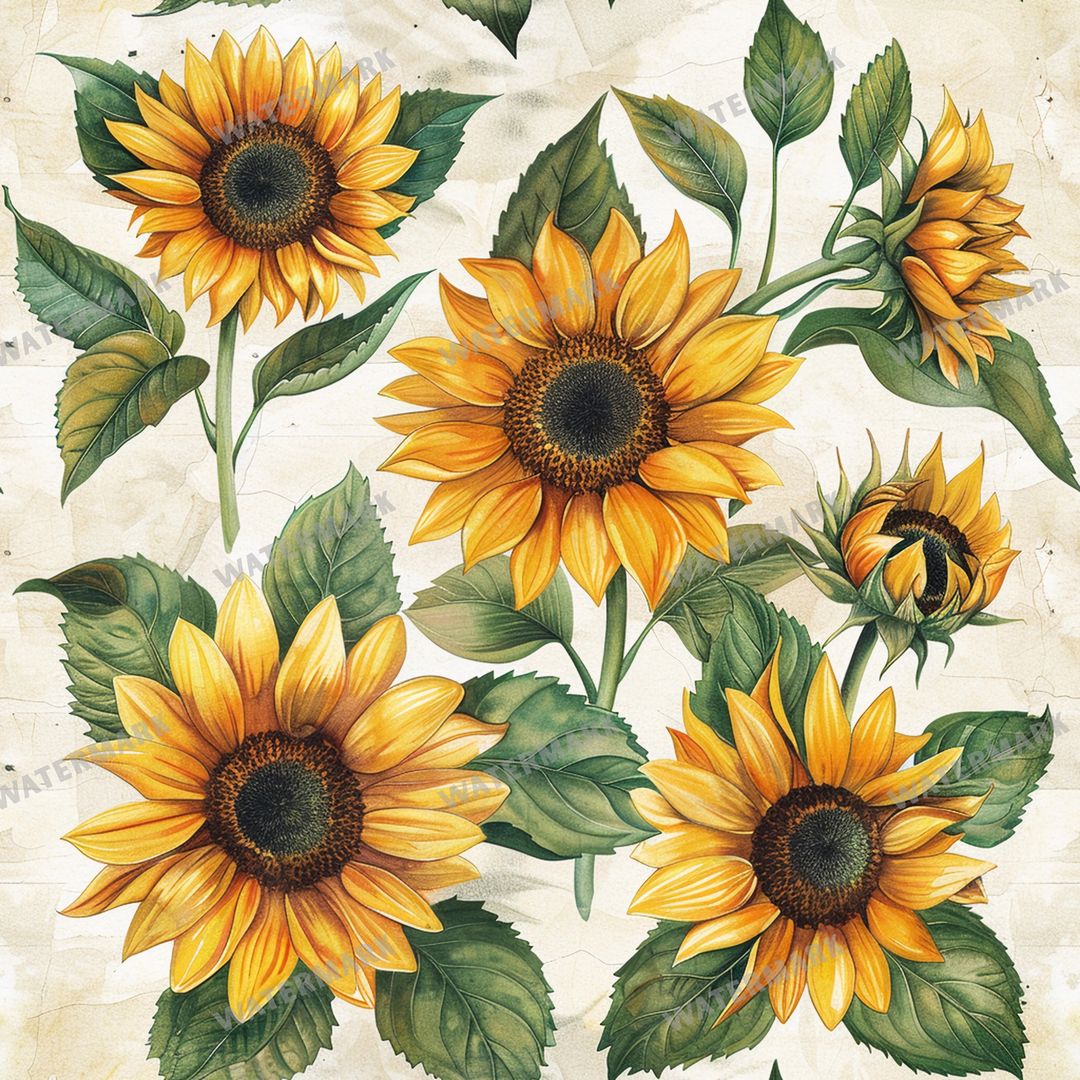 Sunflowers Seamless Pattern