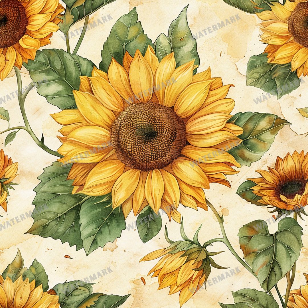 Sunflowers Seamless Pattern