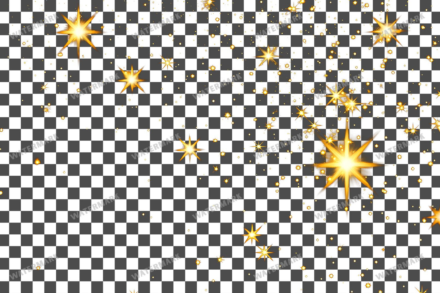 Twinkling Gold Stars Transparent Overlay Pngs