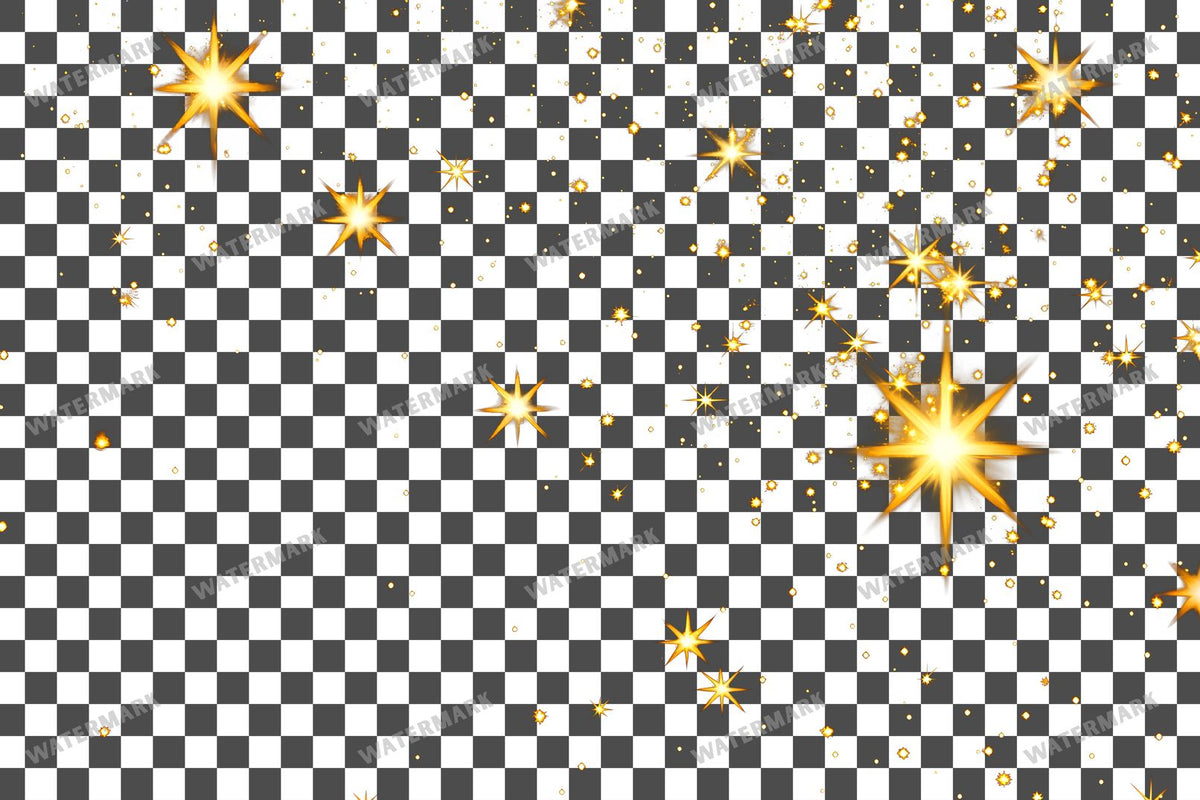 Twinkling Gold Stars Transparent Overlay Pngs