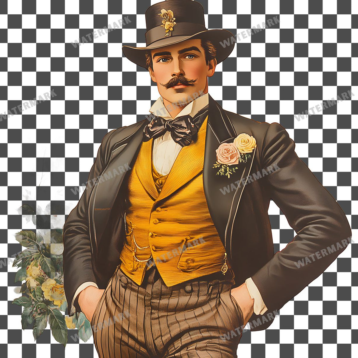 Victorian Man Vintage Style Clipart Pngs
