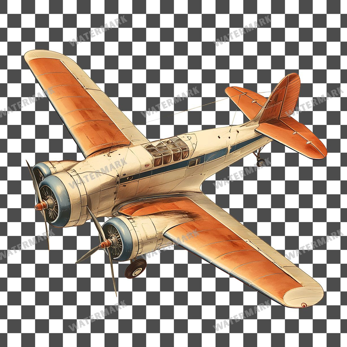 Victrorian Airplane Vintage Style Clipart Pngs