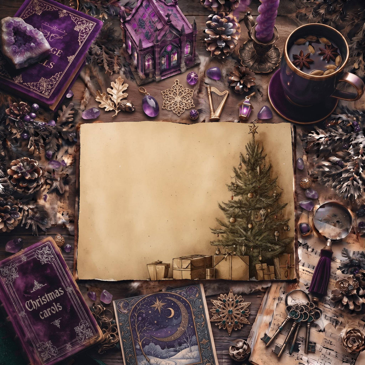 Vintage Christmas Tree Digital Papers