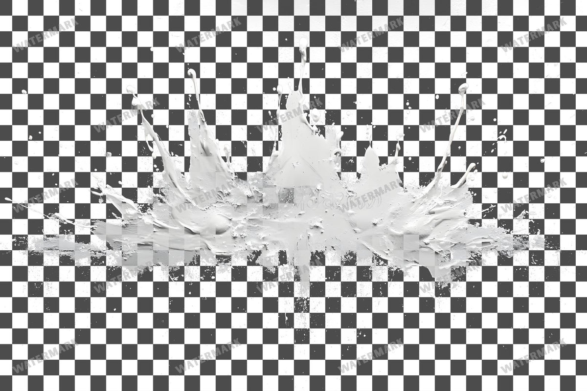 White Paint Splatter Abstract Splashes PNG overlay on a transparent checkered background, preview 8