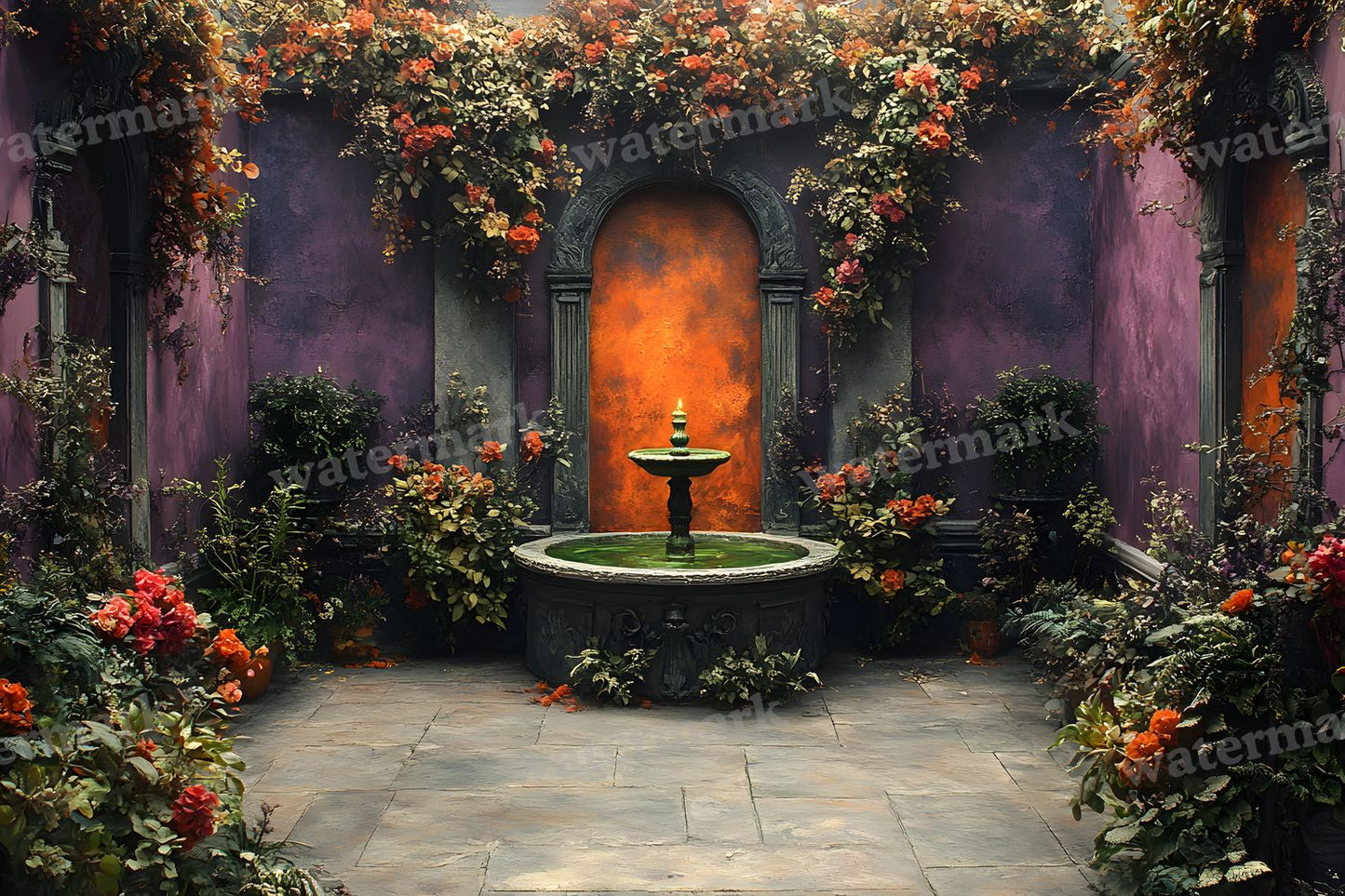 Witchs Eerie Garden Backdrop Images