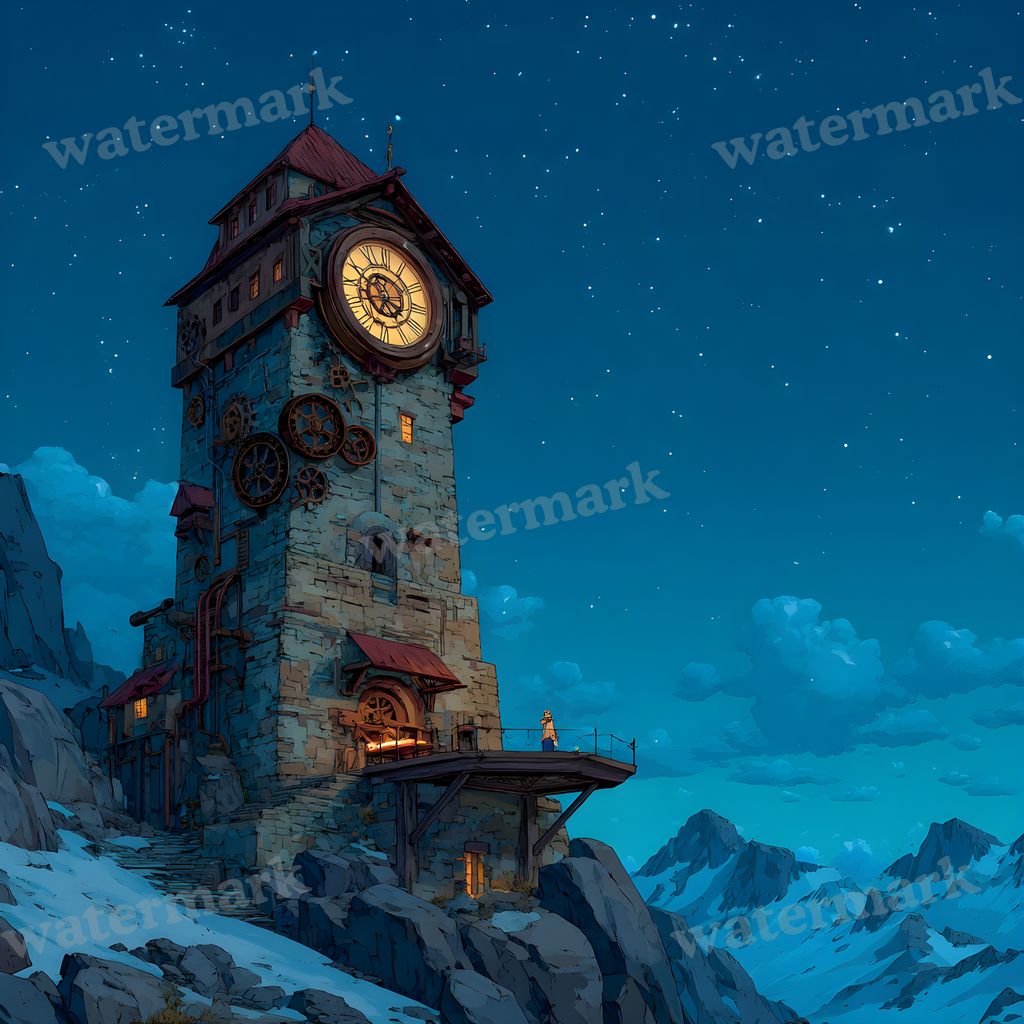 Wizardsteampunk Mountain Tower Backdrop Images