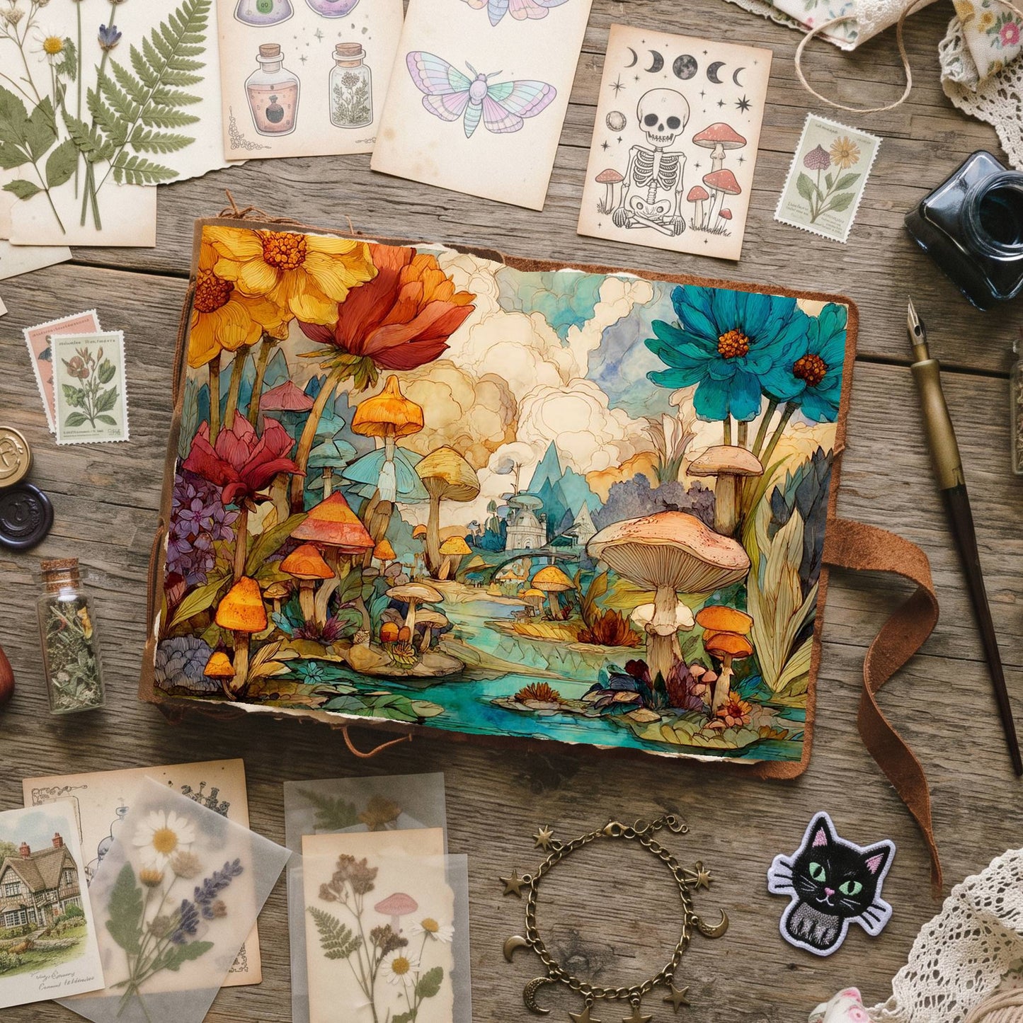 Wonderland Mushrooms Whimsical Digital Papers