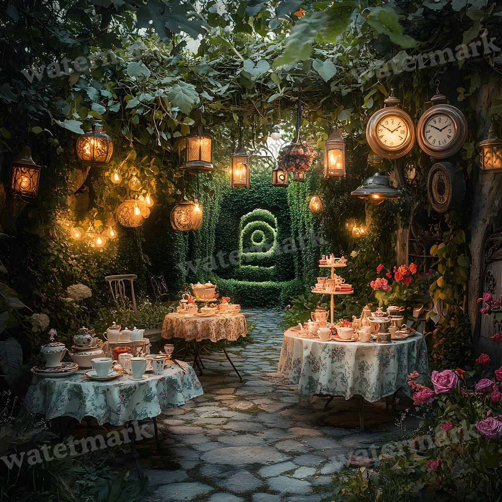 Wonderland Tea Party Backdrop Images