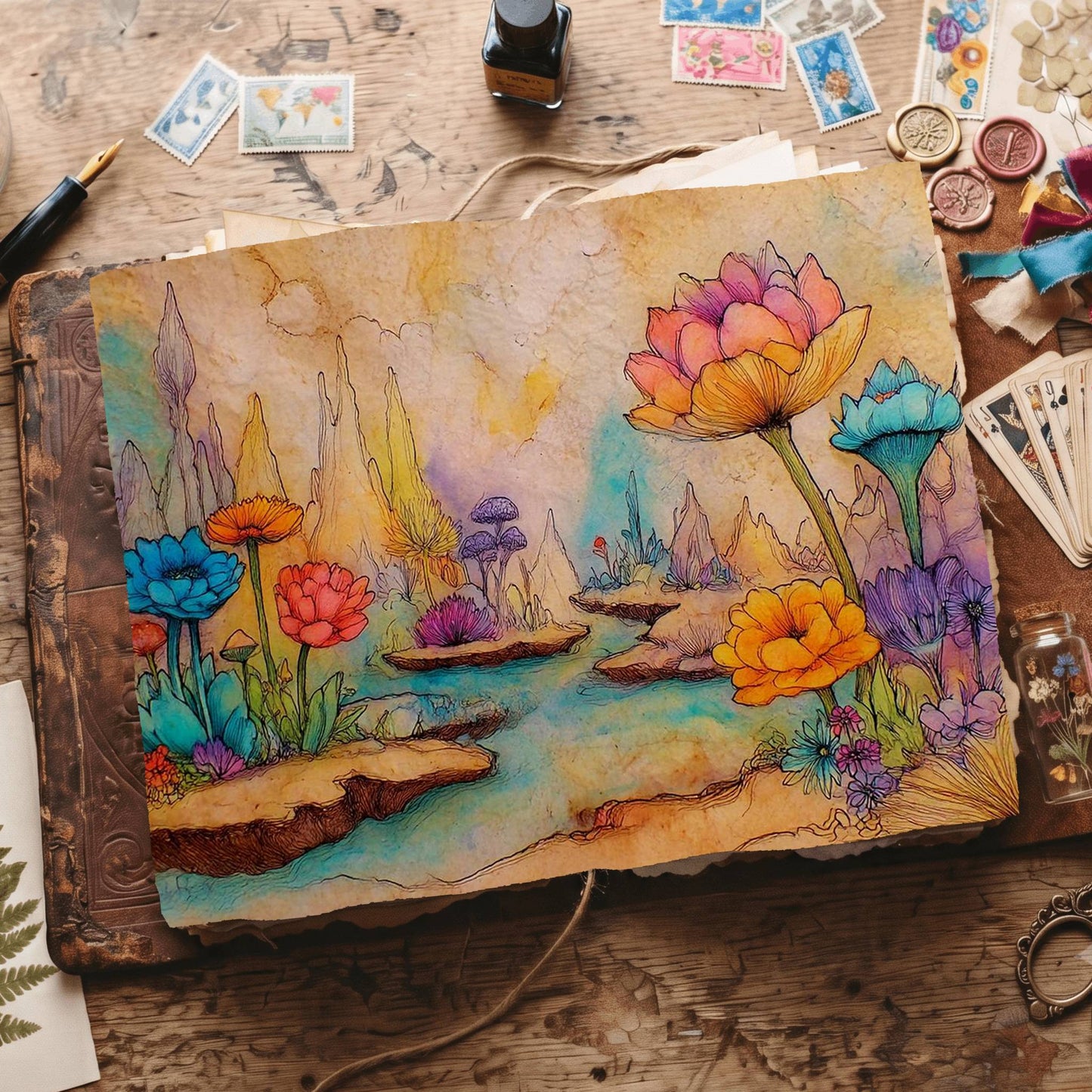 Wonderland Whimsical Landscape Digital Papers