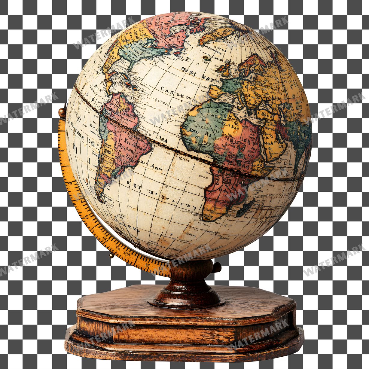 World Globe Vintage Style Clipart Pngs