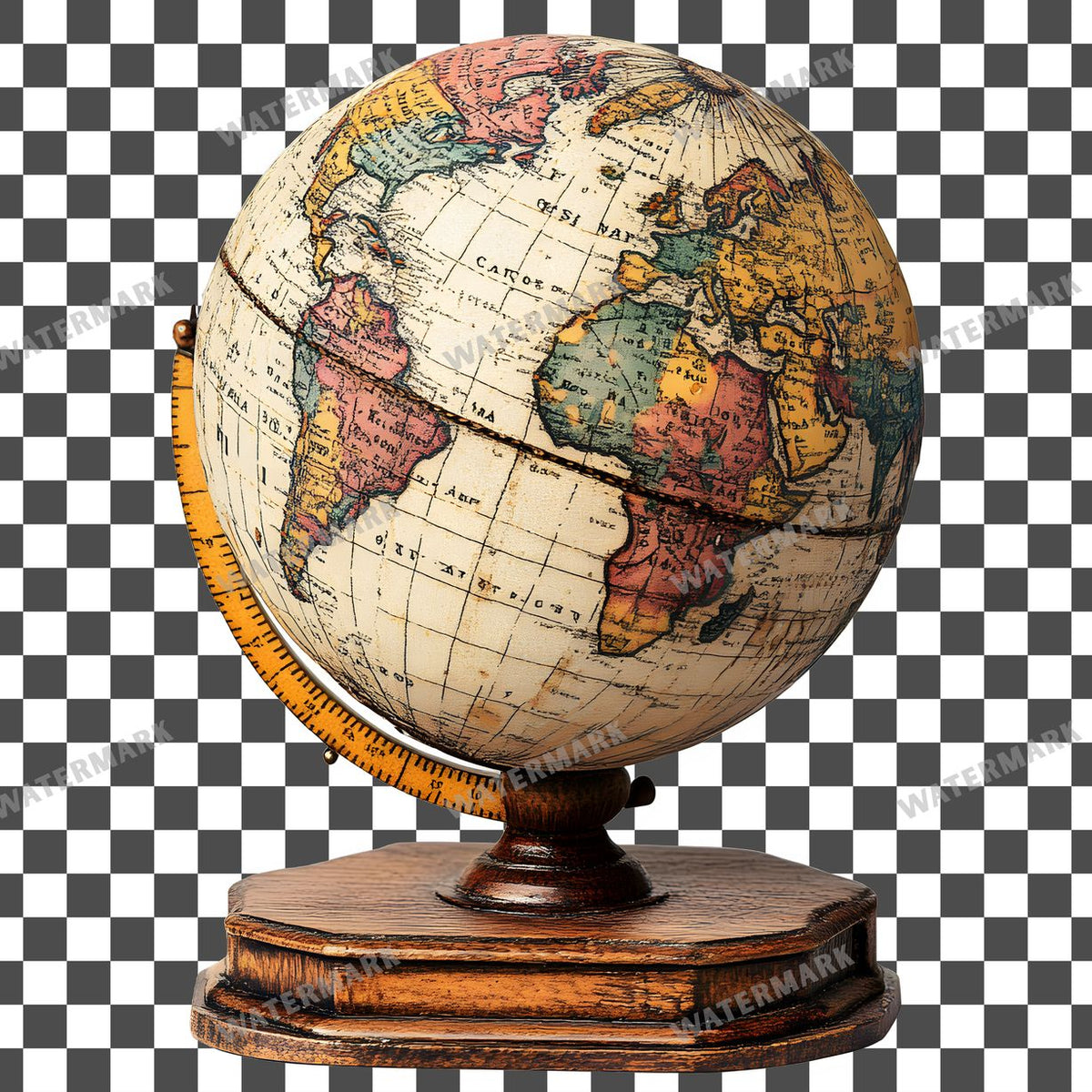 World Globe Vintage Style Clipart Pngs