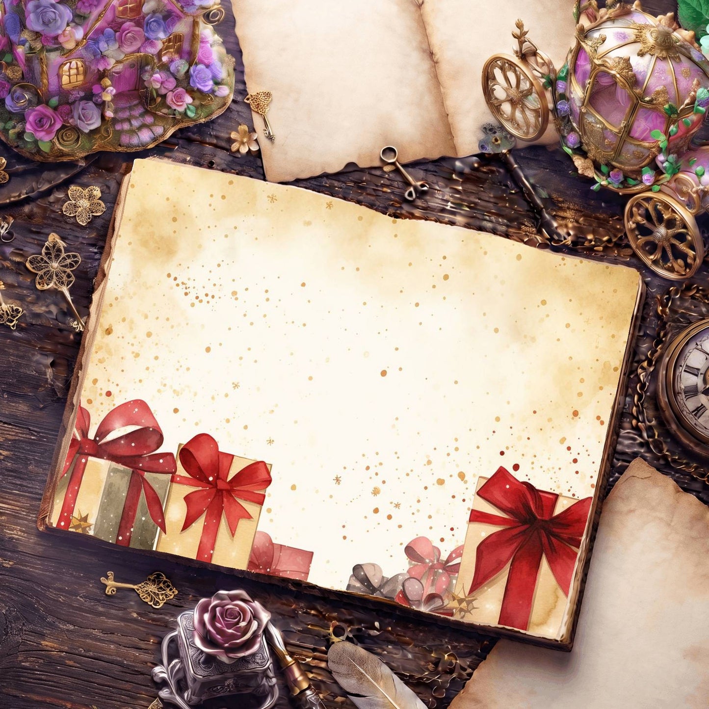 Wrapped Christmas Gifts Digital Papers