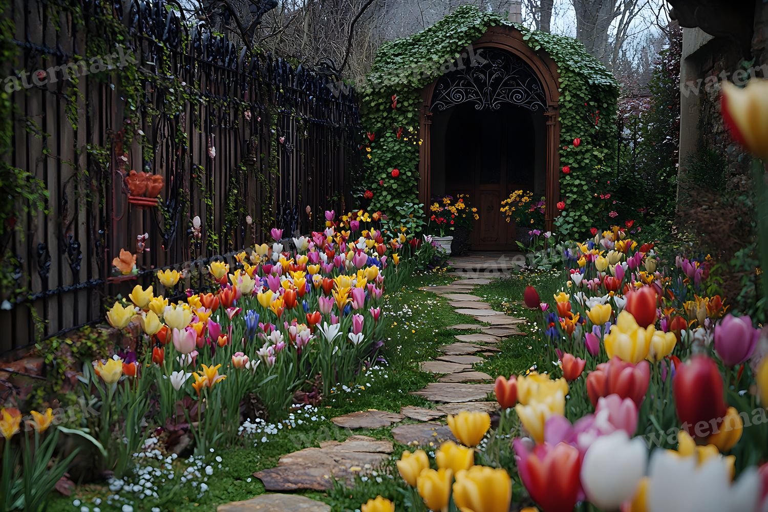 Wrought Iron Secret Garden Backdrop Images