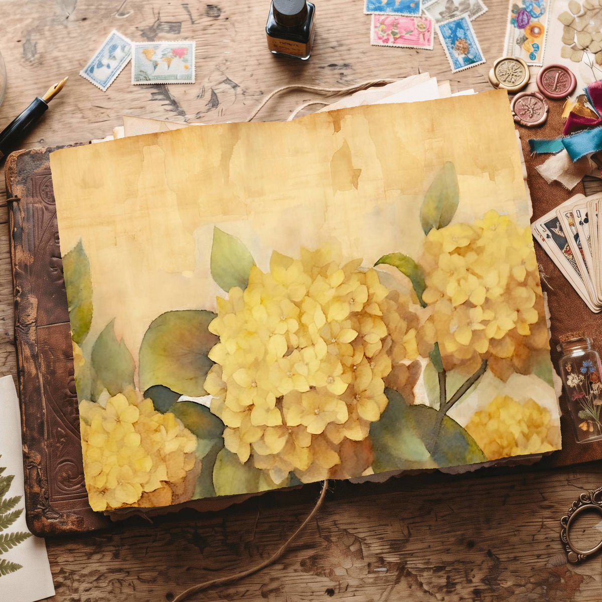 Yellow Hydrangea Digital Papers
