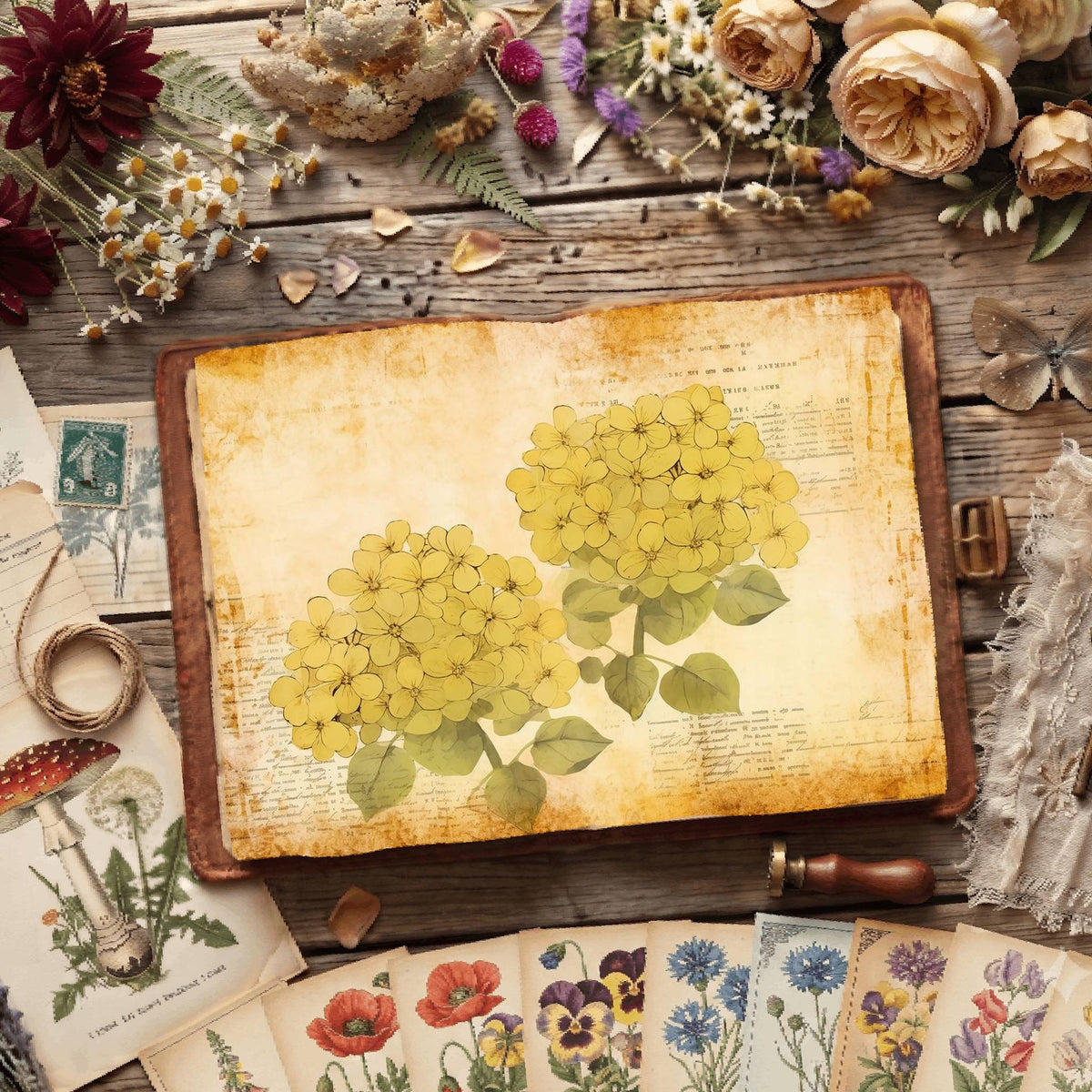Yellow Hydrangea Digital Papers