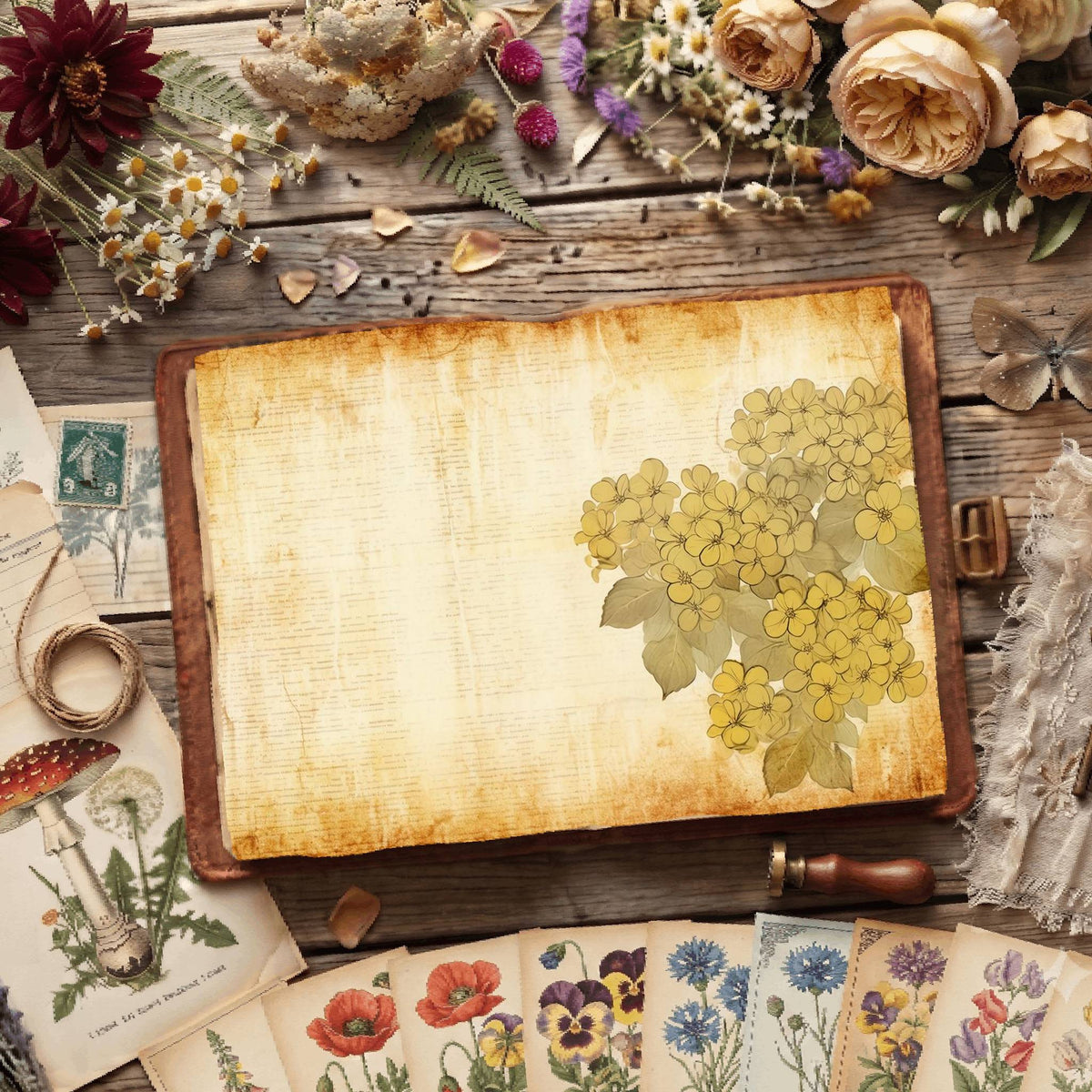 Yellow Hydrangea Digital Papers