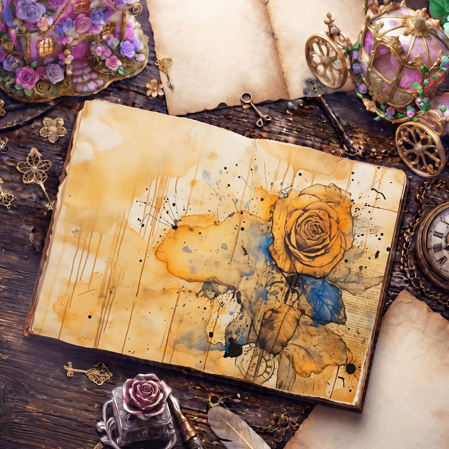 Yellow Roses Digital Papers