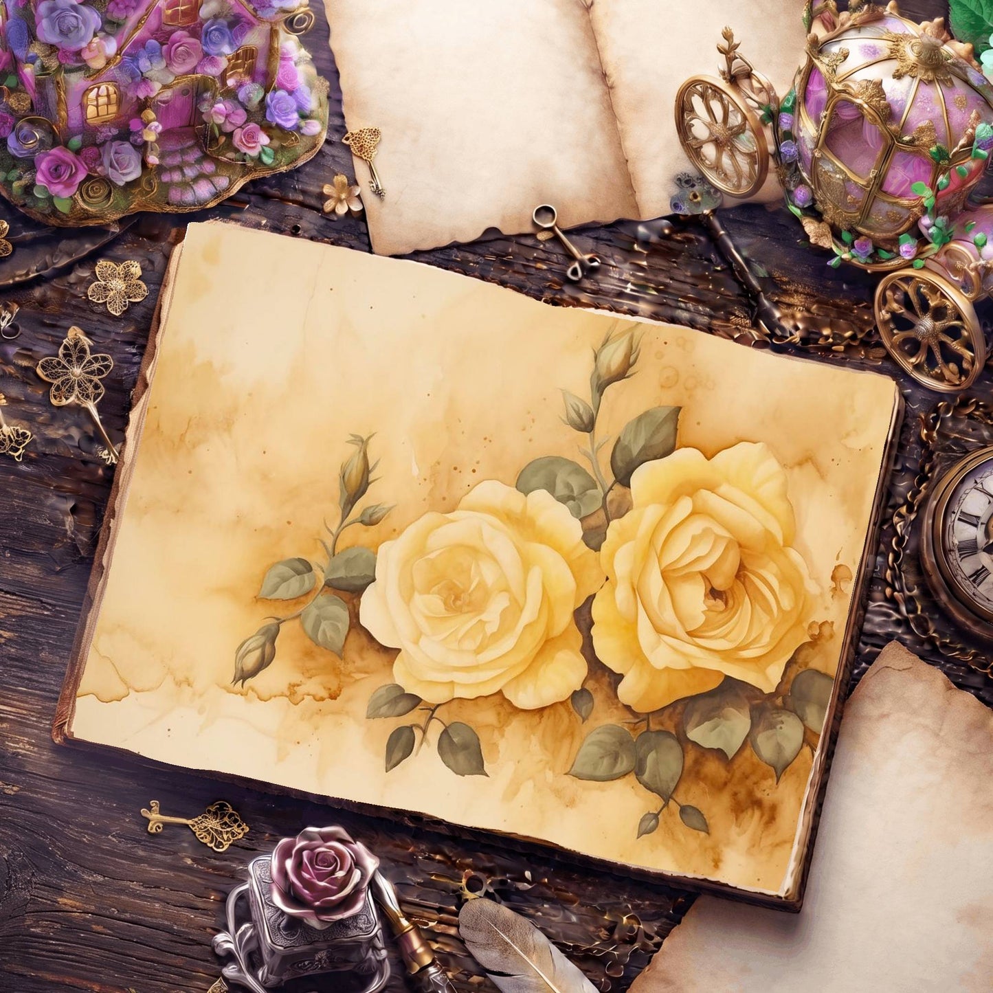Yellow Roses Digital Papers